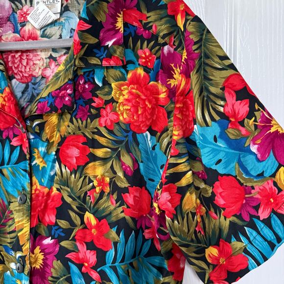 Bentley Women's Floral Button Down Short Sleeve Top Size 20W - Picture 7 of 16